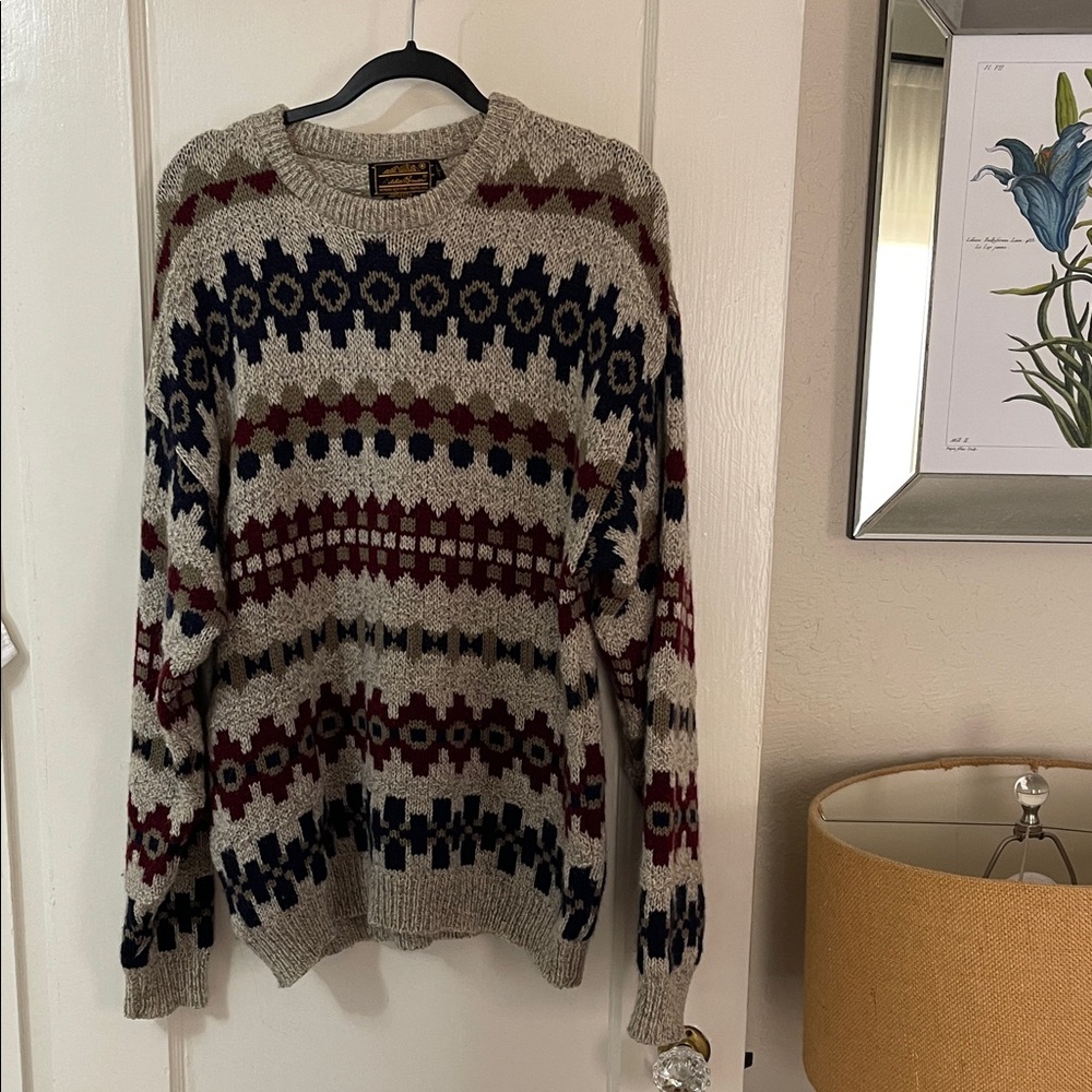 Vintage Eddie Bauer wood sweater fair isle